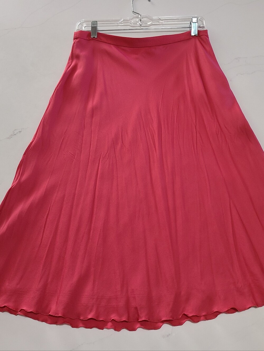 Theory Ruffled Slip Midi Watermelon Coral Skirt Womens Size 4 - Picture 5 of 7